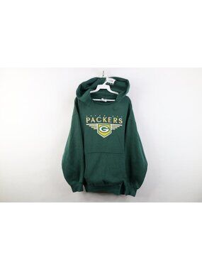 Vintage 90s Riddell Mens Large Thrashed Green Bay Packers Football Hoodie USA